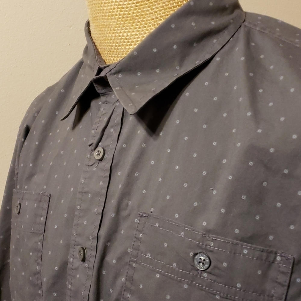 Wrangler ranch shirt grey long sleeve dotted white